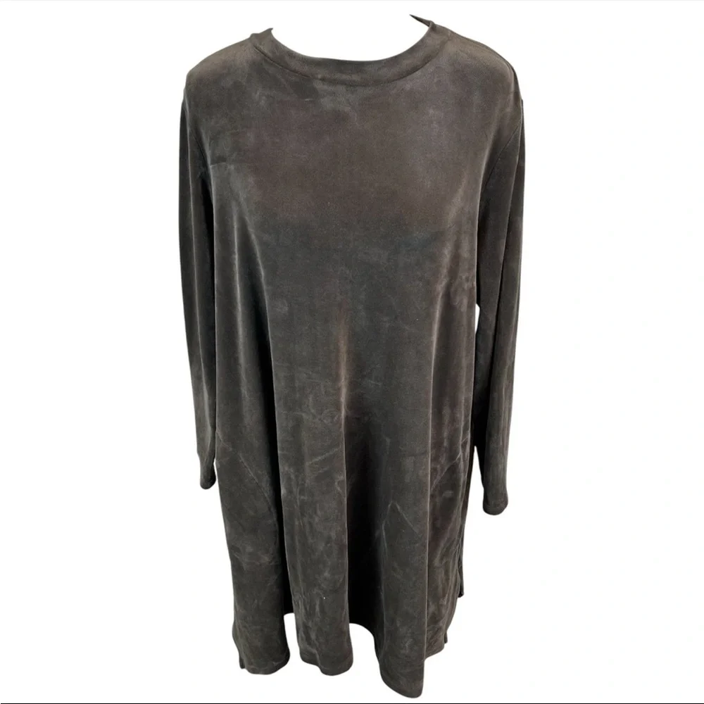 J. Jill Velvet Dress with Pockets Mocha Brown Stretchy Pure Jill - Size XL - Picture 2 of 8